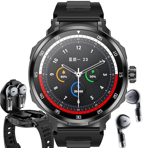 Smartwatch Earphone, 2 in 1 Design Sportuhr mit Bluetooth Kopfhörer Schrittzähler Schlafüberwachung Kabelloses Headset Fitness Tracker Uhr für iOS für Android von findtime