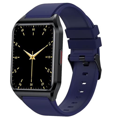 Smartwatch für Herren – Pulsoximeter | Körperthermometer | großes Display von 1,69 Zoll | Smartwatch für Damen, kompatibel mit Android- und iOS-Telefonen, Silikonarmband, blau von findtime