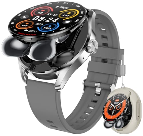 Smartwatch with Earbuds, 3 in 1 Smart Watch Bluetooth Kopfhörer Outdoor Sportuhr mit Telefonfunktion Musik Schlafüberwachung Kabellosen Ohrhörern für Android iOS von findtime