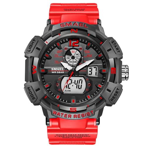 Sport Uhren Herren Outdoor Stoßfest Herrenuhr Digital Armbanduhr für Jungen Teenager Watches for Men Digitaluhr Militär Tactical Watch Military Stoppuhr Chronograph Wecker Männer 5 ATM Wasserdicht von findtime