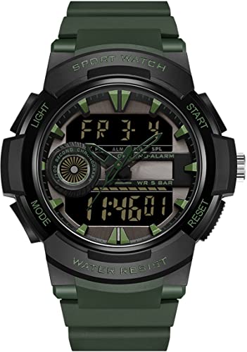 findtime Sportuhr Analog Digitaluhr Herren Uhren 5 ATM wasserdichte Groß Armbanduhr für Männer Jugendliche mit Wecker Kalender Stoppuhr Stoßfest 12/24H von findtime