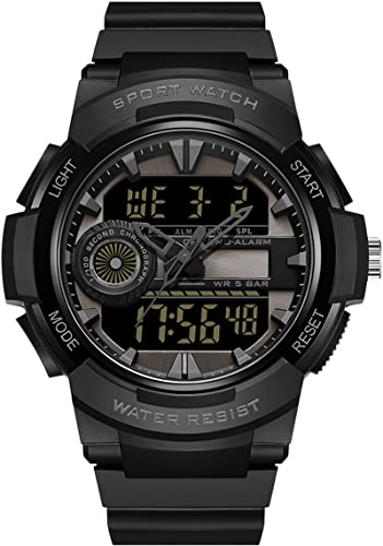 findtime Sportuhr Analog Digitaluhr Herren Uhren 5 ATM wasserdichte Groß Armbanduhr für Männer Jugendliche mit Wecker Kalender Stoppuhr Stoßfest 12/24H von findtime