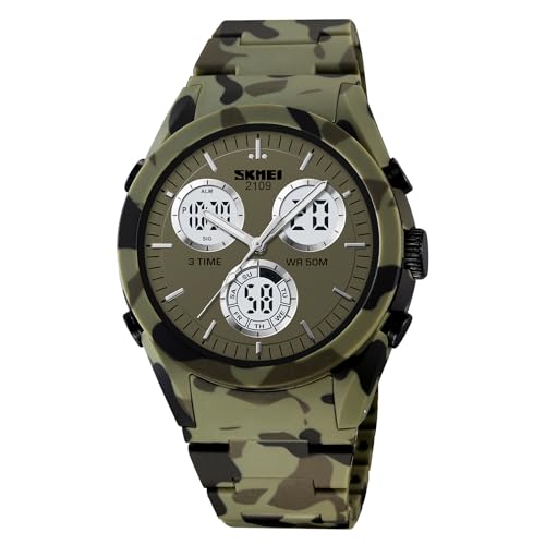 Sportuhren für Herren Armbanduhr Herrenuhr Digital Uhr Militär Uhren Tactical Watches for Men Outdoor Digitaluhr für Jungen LED-Leuchtdisplay mit Analogen Zeigern und Digitalen Zahlen von findtime