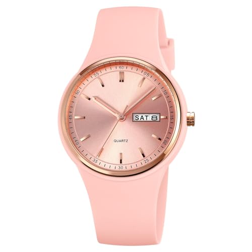 Uhr Damen Armbanduhr Damenarmbanduhr Mädchen Weiß Blau Damenuhr Schwarz mit Silikonarmband Buntfarbig Senioren Frauen Rosa Uhren Analog Quarz Wasserdicht Jelly Süßigkeit Uhr für Kinder Junge von findtime