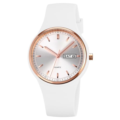 Uhr Damen Armbanduhr Damenarmbanduhr Mädchen Weiß Blau Damenuhr Schwarz mit Silikonarmband Buntfarbig Senioren Frauen Rosa Uhren Analog Quarz Wasserdicht Jelly Süßigkeit Uhr für Kinder Junge von findtime