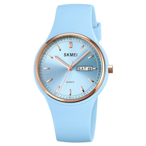 Uhr Damen Armbanduhr Damenarmbanduhr Mädchen Weiß Blau Damenuhr Schwarz mit Silikonarmband Buntfarbig Senioren Frauen Rosa Uhren Analog Quarz Wasserdicht Jelly Süßigkeit Uhr für Kinder Junge von findtime