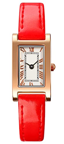 Uhr Damen Armbanduhr Lederarmband Retro Kleideruhr Elegant Damenuhren Frauen Mädchen Luxus Quarzuhren Wasserdicht Mode Analog Klassisch Business Schmuck Rosegold Edelstahl Schwarz Rot Grün Weiß von findtime