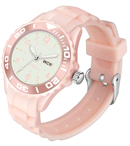 findtime Uhr Damen Armbanduhr Mädchen Damenuhren Jungen 5ATM Damenarmbanduhr Damenuhr mit Silikonarmband Analog Quarz Woche Süße Farbe Buntfarbig Kinderuhr Junge Kinder Uhren für Jungs von findtime