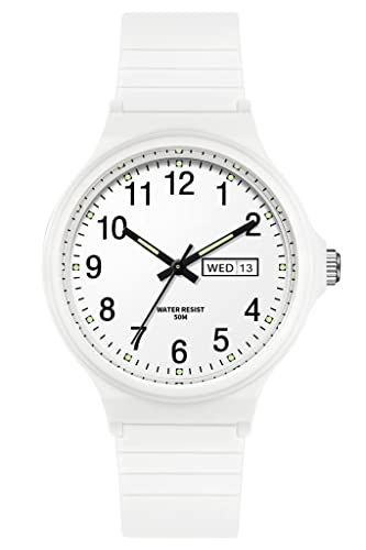 Uhr Damen Armbanduhr Teenager Mädchen 5ATM Wasserdicht Analog Quarz Damenuhr mit Silikonarmband Woche Datum Bonbonfarbene Süße Farbe Buntfarbig Watch für Kinderuhr Junge Kinder Uhren für Jungs Frauen von findtime