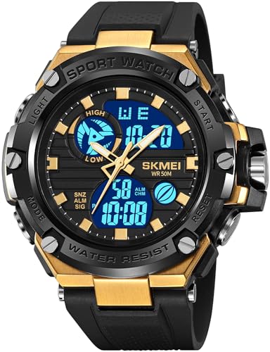 Uhr Herren Militär Sportuhren Herren Digitale Armbanduhr Tactical Watch Digital Analog LED 50M Wasserdicht Outdoor Uhren für Männer Jungen Stoppuhr Wecker Digitaluhr Chronograph von findtime