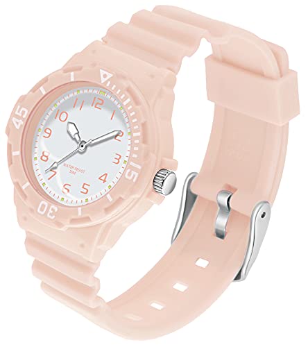 Uhren Damen Schwesternuhr Analog Sportuhr Silikon Armbanduhr Leuchtend 5 ATM Wasserdicht Leichte Uhr für Junge Mädchen Teenager Schwarz Gold Silber Blau Grün Rosa Violett Weiß Outdoor Watch Frauen von findtime