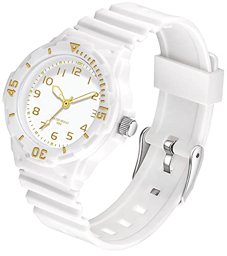 Uhren Damen Schwesternuhr Analog Sportuhr Silikon Armbanduhr Leuchtend 5 ATM Wasserdicht Leichte Uhr für Junge Mädchen Teenager Schwarz Gold Silber Blau Grün Rosa Violett Weiß Outdoor Watch Frauen von findtime