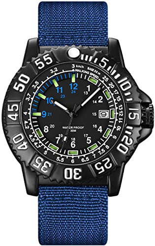 findtime Uhren Herren Analog Quarz Armbanduhr mit Nylon Armband Taktische Uhr Militär Outdoor Herrenuhr Datum Leuchtzeiger von findtime