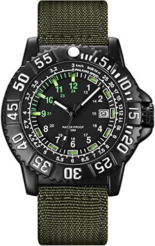 findtime Uhren Herren Analog Quarz Armbanduhr mit Nylon Armband Taktische Uhr Militär Outdoor Herrenuhr Datum Leuchtzeiger von findtime