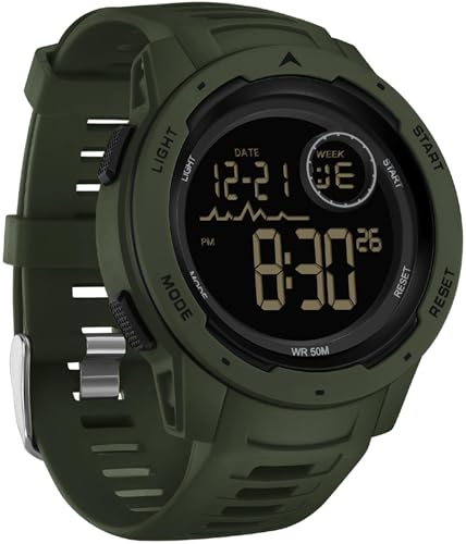 Uhren Herren Digital Militär Sportuhr 50M Wasserdicht Digitale Armbanduhr mit Wecker Datum Digitaluhr LED Stoppuhr 12/24H Tactical Watch für Männer Jungen Outdoor von findtime