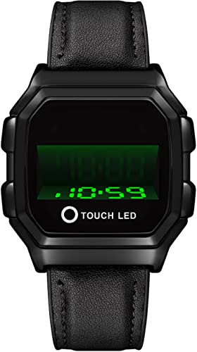 Uhren Herren Digitale Armbanduhr Touchscreen Business Herrenuhr mit Datum LED Licht Digitaluhr Eckig Edelstahlband Lederband Elektronische Uhr Sport Einfach von findtime