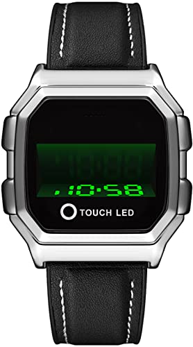 Uhren Herren Digitale Armbanduhr Touchscreen Business Herrenuhr mit Datum LED Licht Digitaluhr Eckig Edelstahlband Lederband Elektronische Uhr Sport Einfach von findtime