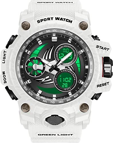 Uhren Herren Militär Sport Digital Uhr 5ATM Wasserdicht Große Digitale Armbanduhr mit LED Doppelanzeige Stoppuhr Wecker Kalender 12/24H Taktische Uhr für Männer Jungen von findtime