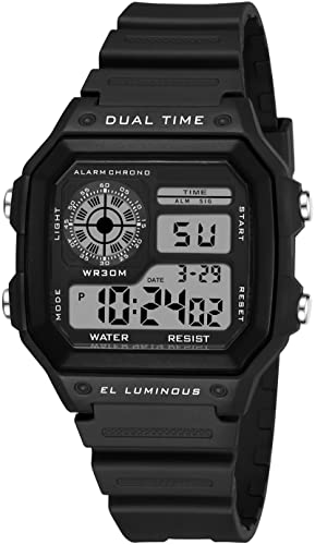 Uhren Herren Sport Digitale Armbanduhr Militär Uhr mit Stoppuhr Alarm Datum LED Casual Digital Herrenuhr Wasserdicht Elektronisch Plastik Uhren Männer Eckig von findtime