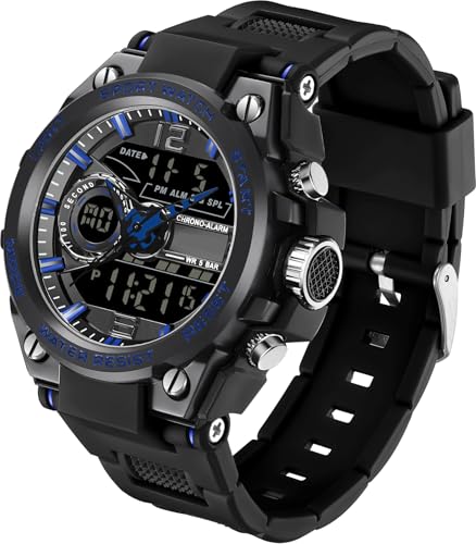 Uhren Herren Sportlich Digitale Armbanduhr Herren Militär Outdoor Uhr Männer Analog Robuste Digitaluhr für Herren mit Wecker Kalender LED wasserdichte Sportuhr Armee Uhr Digital Watches for Men von findtime