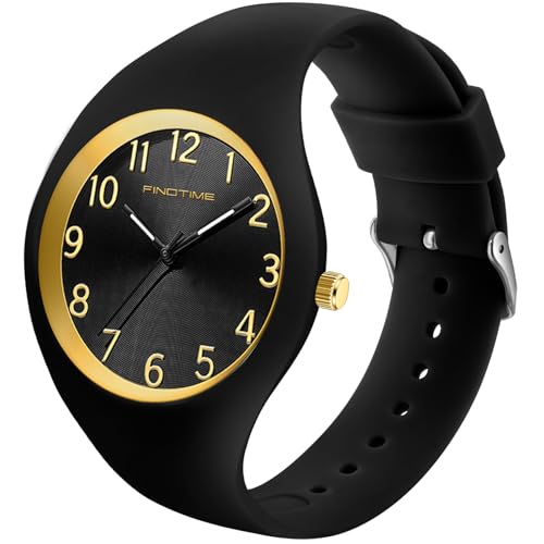 Wasserdichte Damenuhren für Damen, Sportuhren, Damenuhr mit großem Zifferblatt und weichem Silikonarmband, einfache Uhr für Teenager, Krankenschwestern, mit Sekundenzeiger, weiß, schwarz, rosa, von findtime