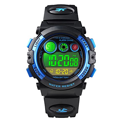 Kinderuhr Junge Digital Kinderarmbanduhren für Jungen 6 Jahre Mädchen,Kinder Uhren für Jungs,Stoppuhr Quarz Uhr Lernen Digitaluhr Sport Outdoor LED-Licht Datum 5 ATM Wasserdicht Multifunktional von findtime