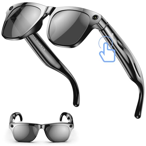 findtime AI Smart Glasses Herren Damen Smart Brille mit Kamera Mikrofon Musikwiedergabe Übersetzung Sprachassistent Konferenzprotokolle Intelligente Brille Bluetooth Sonnenbrille von findtime
