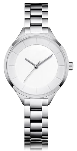 findtime Armbanduhr Damen Analoge Quarzuhr Minimalistische Runde Legierungs Bügel Damenuhr Elagant Weibliche Design Einfach Klein Klassisch Uhr für Frau Silber Weiß findtime Armbanduhr Damen Analoge Quarzuhr Minimalistische Runde Legierungs Bügel Damenuhr Elagant Weibliche Design Einfach Klein Klassisch Uhr für Frau Silber Weiß von findtime