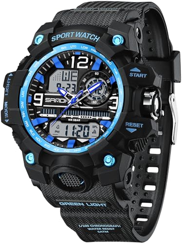 findtime Armbanduhr Damen Digital Sportuhr für Teenager Mädchen, Schwarz Blau Digitaluhr Analog Display Militär Wasserdicht Uhren von findtime