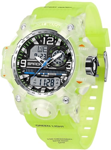 findtime Armbanduhr Damen Digital Sportuhr für Teenager Mädchen,Fluoreszierendes Grün Digitaluhr Analog Display Militär Wasserdicht Uhren von findtime