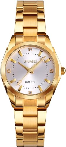 findtime Armbanduhr Damen Gold Edelstahl Analog Quarz Damenuhr Klein Design von findtime