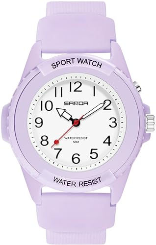 findtime Armbanduhr Damen Lila Minimalistisch Analog Quarz Damenuhr mit Nachtlicht für Frauen Student Teenager Mädchen wasserdichte Damenarmbanduhr von findtime