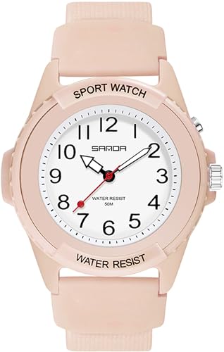 findtime Armbanduhr Damen Rosa Minimalistisch Analog Quarz Damenuhr mit Nachtlicht für Frauen Student Teenager Mädchen wasserdichte Damenarmbanduhr von findtime