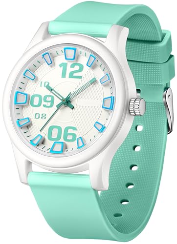 findtime Armbanduhr Damen Sportliche Wasserdicht Analog Quarz Uhr Unisex Sportuhren mit Blau Silikonband für Studenten Mädchen Jungs von findtime