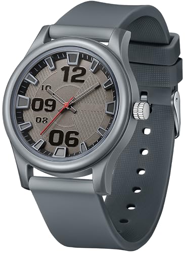 findtime Armbanduhr Damen Sportliche Wasserdicht Analog Quarz Uhr Unisex Sportuhren mit Grau Silikonband für Studenten Mädchen Jungs von findtime