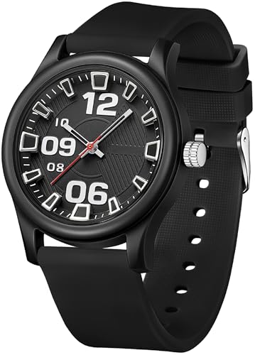 findtime Armbanduhr Damen Sportliche Wasserdicht Analog Quarz Uhr Unisex Sportuhren mit Schwarz Silikonband für Studenten Mädchen Jungs von findtime