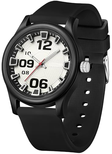 findtime Armbanduhr Damen Sportliche Wasserdicht Analog Quarz Uhr Unisex Sportuhren mit Schwarz Silikonband für Studenten Mädchen Jungs von findtime