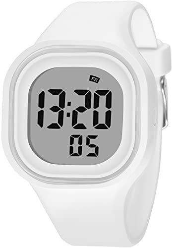 findtime Armbanduhr Digital Uhr Silikonband Eckig Sportuhr 5ATM Wasserdicht Armbanduhren mit Stoppuhr Datum Wecker Licht Teenager Uhren Damen Herren Weiß findtime Armbanduhr Digital Uhr Silikonband Eckig Sportuhr 5ATM Wasserdicht Armbanduhren mit Stoppuhr Datum Wecker Licht Teenager Uhren Damen Herren Weiß von findtime