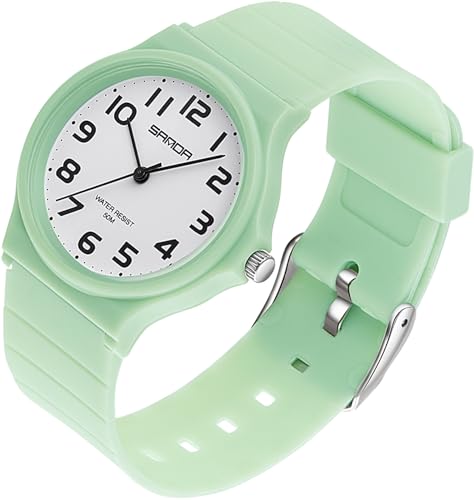 findtime Armbanduhr Grün Damen Einfach Ultradünn Design Damenuhr Weiches Silikonband 5ATM wasserdichte Analog Quarzuhr Watchs für Frauen Mädchen Jungen von findtime