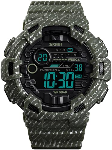 findtime Armbanduhr Herren Digital Uhr Armband Outdoor Herrenarmbanduhren Sport mit Countdown Duale Zeitzone 5 ATM wasserdichte Digitaluhren für Männer Jungen von findtime