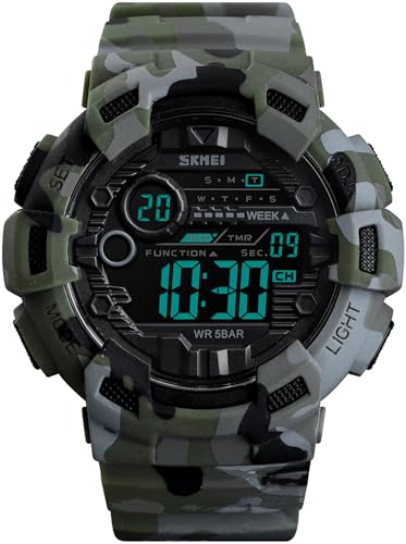 findtime Armbanduhr Herren Digital Uhr Armband Outdoor Herrenarmbanduhren Sport mit Countdown Duale Zeitzone 5 ATM wasserdichte Digitaluhren für Männer Jungen von findtime