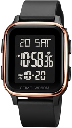 findtime Armbanduhr Herren Digital Uhr Multifunktions 5ATM Wasserdicht Silikonband Herrenuhren LED Groß Männer Sportuhr mit Wecker Datum Stoppuhr 12/24H von findtime