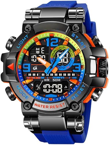findtime Armbanduhr Herren Groß Sportlich Digitaluhr wasserdichte Robuste Outdoor Uhr für Männer Jungen Jugendliche Sportuhren LED Alarm Doppelzeit von findtime
