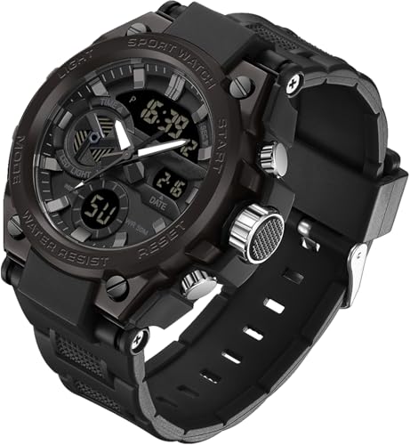 findtime Armbanduhr Herren Militär Uhr Schwarz Digitale Sportuhren Outdoor 5 ATM wasserdichte Digitaluhr für Männer Wecker/Kalender/Stoppuhr/Stoßfes von findtime