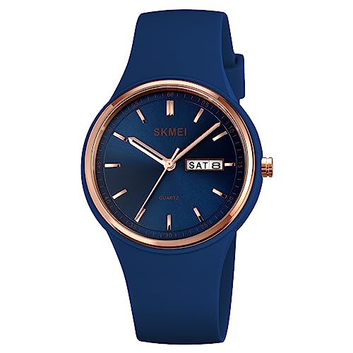 findtime Armbanduhren Damen Senioren Armbanduhr Teenager Mädchen Wasserdicht Damenuhr Großes Ziffernblatt mit Kalender, Navy von findtime