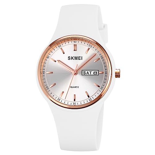 findtime Armbanduhren Damen Senioren Armbanduhr Teenager Mädchen Wasserdicht Damenuhr Großes Ziffernblatt mit Kalender, Weiß von findtime