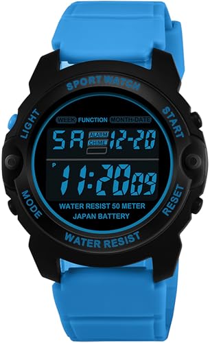 findtime Blau Digitaluhr Damen Unisex Digital Armbanduhr mit Stoppuhr Kalender Wecker LED Uhr für Jugendliche Jungen Mädchen findtime Blau Digitaluhr Damen Unisex Digital Armbanduhr mit Stoppuhr Kalender Wecker LED Uhr für Jugendliche Jungen Mädchen von findtime