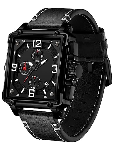 findtime Chronographen Uhren Herren Armbanduhr Schwarz Männer Wasserdicht Edelstahl Analog Datum Stoppuhr Kalender Quarz Große Uhr für Jungen Business Klassische von findtime