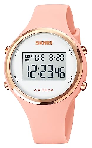 findtime Damen-Armbanduhr, digitale Uhren für Frauen, bunt, Sport-Armbanduhr für Frauen und Mädchen, wasserdicht, Stoppuhr, Alarm, multifunktional, einfach zu lesen, rose, von findtime