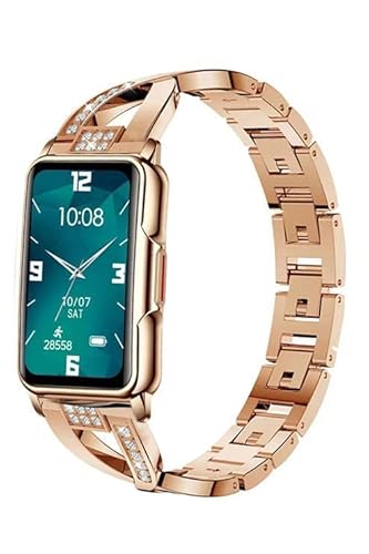 findtime Damen Smartwatch Gold Smart Watch für Frauen Blutdruck Armband Herzfrequenz Blutsauerstoff Schlafmonitor Kalorien Schrittzähler Fitness Tracker Kompatibel mit Android IOS, gold von findtime